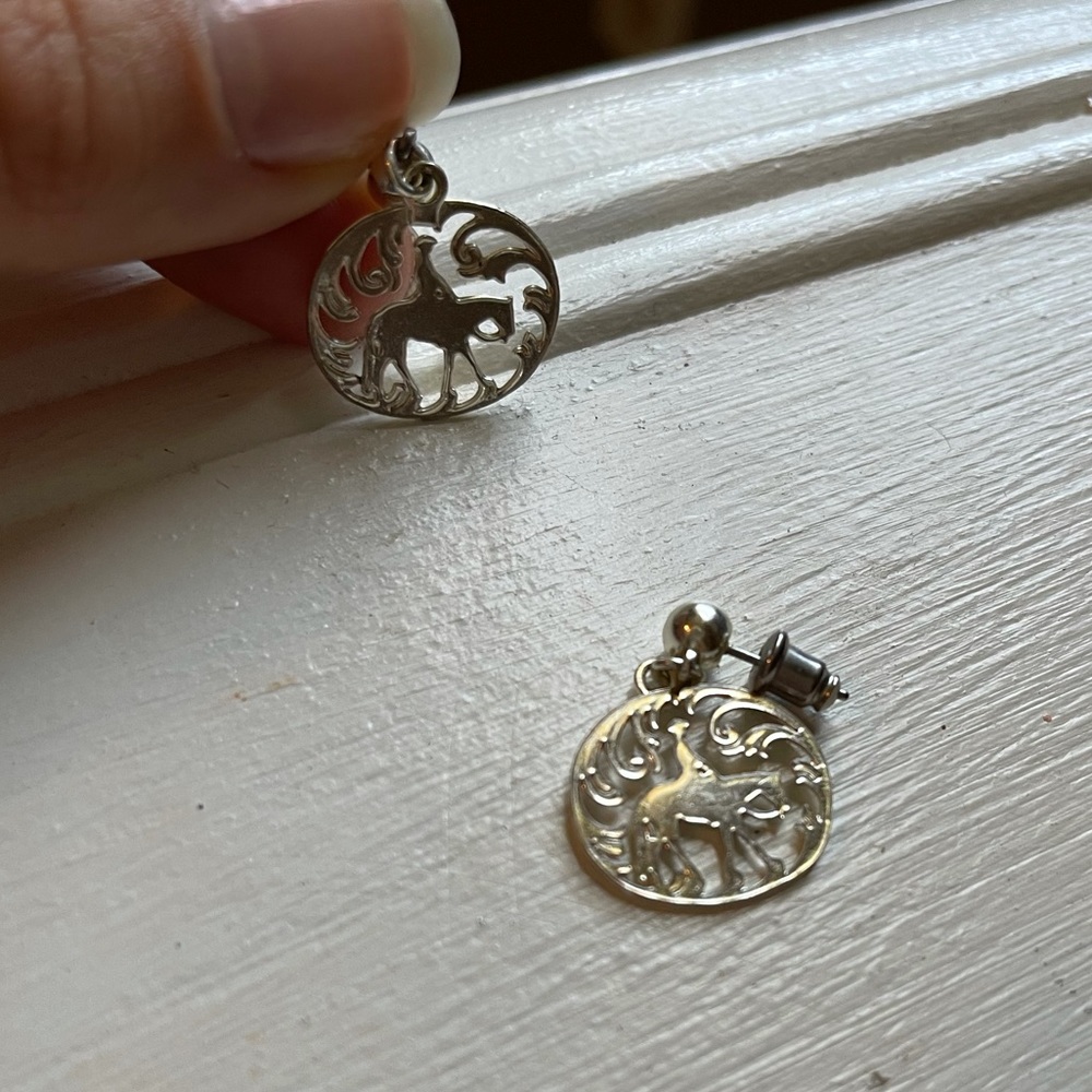 Silver Western Horse Earrings